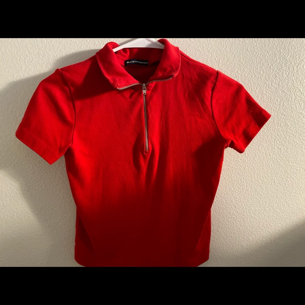 Red Brandy Melville zip up shirt